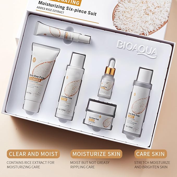 Bio Aqua 6pcs Rice Raw Pulp Korean Skin Care Sets