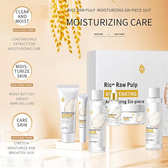Bio Aqua 6pcs Rice Raw Pulp Korean Skin Care Sets