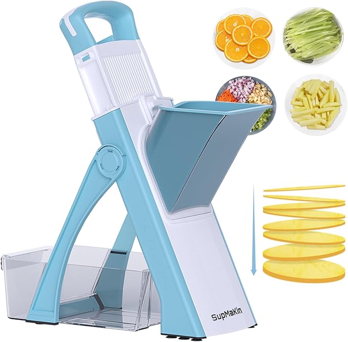 SupMaKin Upgrade Safe Mandoline Slicer Plus Kitchen Chopper Blue