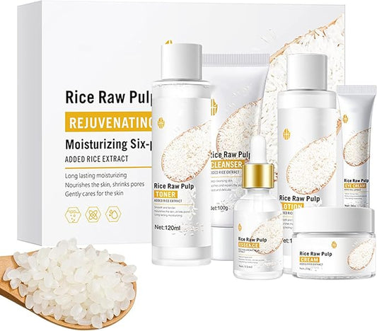 Bio Aqua 6pcs Rice Raw Pulp Korean Skin Care Sets