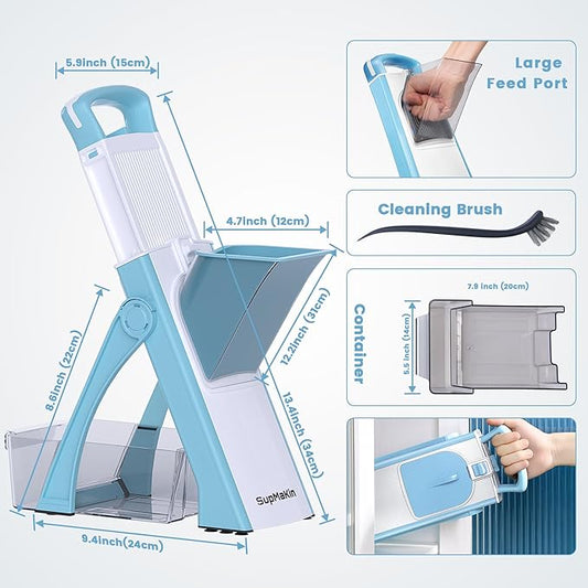 SupMaKin Upgrade Safe Mandoline Slicer Plus Kitchen Chopper Blue