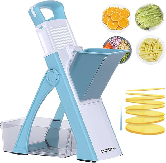SupMaKin Upgrade Safe Mandoline Slicer Plus Kitchen Chopper Blue